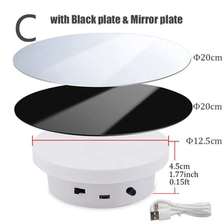 360° Rotating Display Stand with Mirror Base - Electric Turntable for Collectibles - Posedisplay