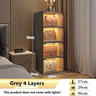 Chic 4 - Tier Luxury Display Cabinet | Dustproof Organizer for Bags & Shoes - Posedisplay