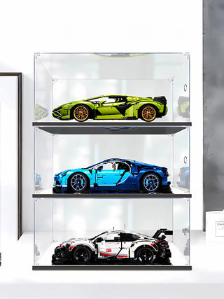 Mirror Openable Door Versatile Acrylic Display Box with Wooden Base for Collectibles | Dust - proof - Posedisplay