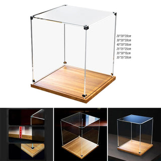 Modern Clear Acrylic Display Box with Wooden Base: A Sleek Showcase for Collectibles - Posedisplay