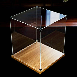 Modern Clear Acrylic Display Box with Wooden Base: A Sleek Showcase for Collectibles - Posedisplay