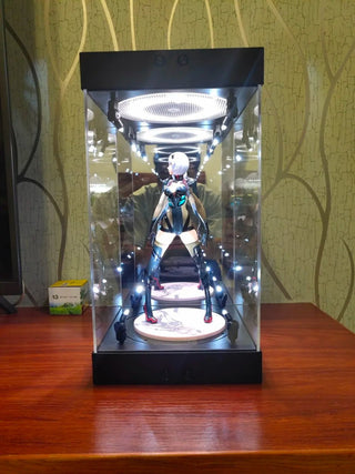 Rotating LED Display Case for 1/6 1/8 1/4 Scale Action Figures with Mirror Back - Posedisplay