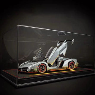 Sleek Showcase: Clear Acrylic Display Case with Ambient Lighting - Posedisplay