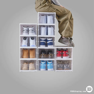 Sleek Sneaker Sanctuary: Foldable Display Case for Footwear Aficionados | 6 Layers Stackable, Dustproof - Posedisplay