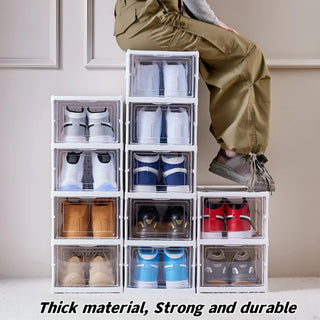 Sleek Sneaker Sanctuary: Foldable Display Case for Footwear Aficionados | 6 Layers Stackable, Dustproof - Posedisplay