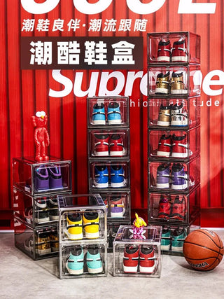 Sneaker Spotlight: Transparent Stackable Shoe Display Case | 1 - 2 - 3 Packs - Posedisplay