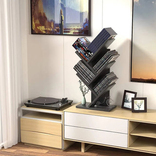 Space - Saver Tree Bookshelf: 4 - Tier Retro Display for Home & Office - Posedisplay