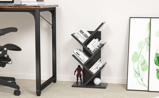 Space - Saver Tree Bookshelf: 4 - Tier Retro Display for Home & Office - Posedisplay