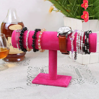 Velvet Elegance Jewelry Stand: T - Bar Display for Bracelets & Watches - Posedisplay