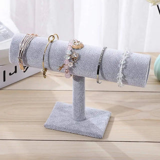 Velvet Elegance Jewelry Stand: T - Bar Display for Bracelets & Watches - Posedisplay