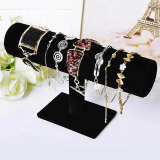 Velvet Elegance Jewelry Stand: T - Bar Display for Bracelets & Watches - Posedisplay