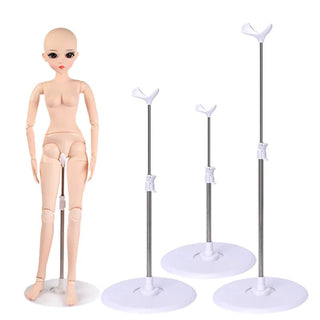 Versatile Doll Display Shelf with Customizable Bases and Support Rods - Posedisplay